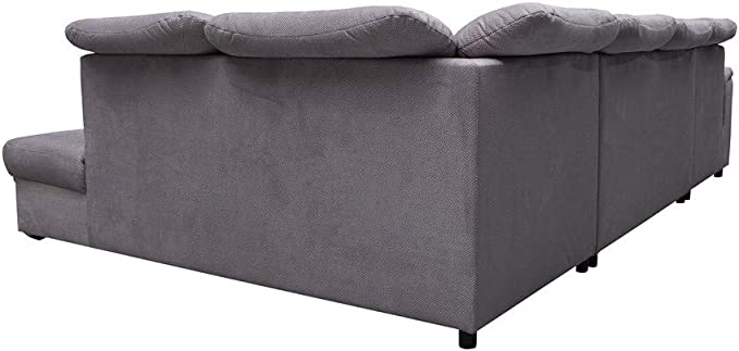 divano angolare panoramico 6-7 posti-divano letto con baule grigio antracite in offerta
