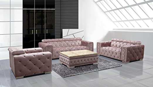 divano lusso in pelle rosa in promizione