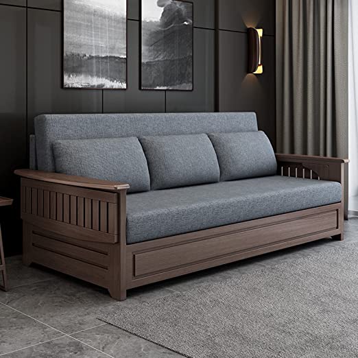 divano con letto estraibile in legno massiccio
